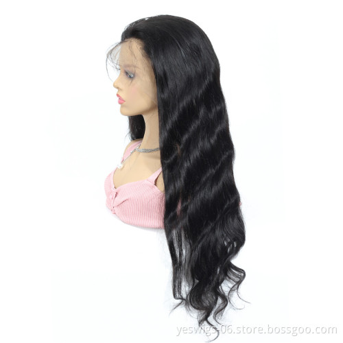 360 Lace Body Wave Brazilian Human Hair Wig Wholesale Price, 100% Virgin Brazilian Body Wave Remy Hair Wig Natural Color